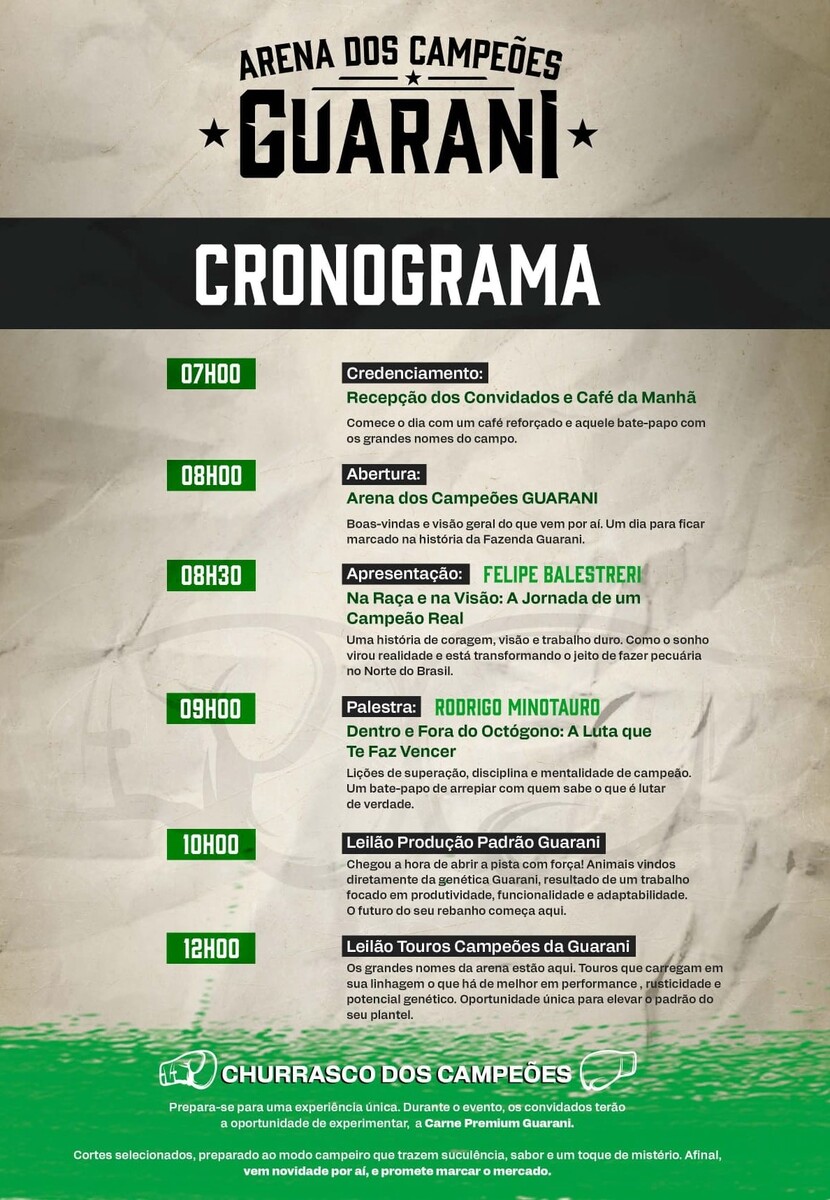 Cronograma Arena dos Campeões